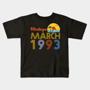 30th Birthday Vintage March 1993 30 Years Old Gifts Kids T-Shirt